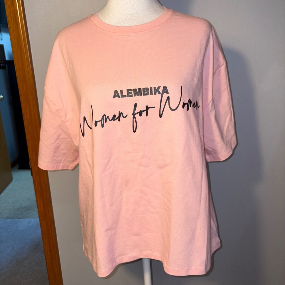 ALEMBIKA Women for Women 100% cotton Pink Oversized T-Shirt Female Empowerment